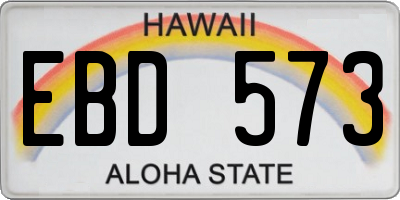 HI license plate EBD573