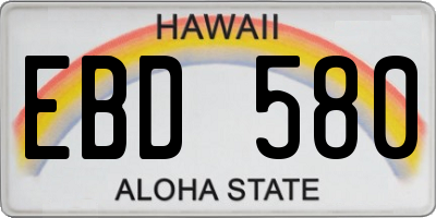 HI license plate EBD580