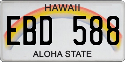 HI license plate EBD588