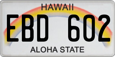 HI license plate EBD602