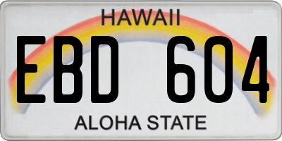 HI license plate EBD604