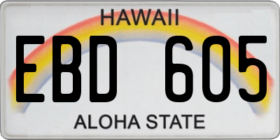 HI license plate EBD605