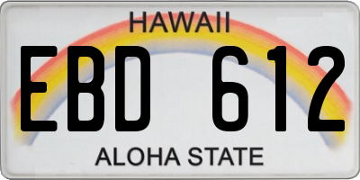HI license plate EBD612