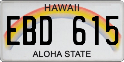 HI license plate EBD615