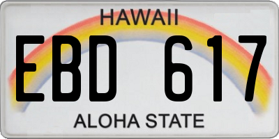 HI license plate EBD617