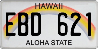 HI license plate EBD621
