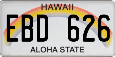 HI license plate EBD626