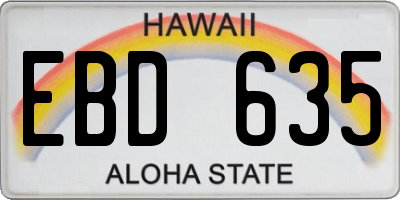 HI license plate EBD635