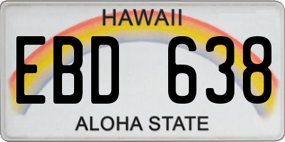 HI license plate EBD638
