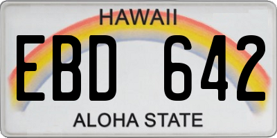 HI license plate EBD642