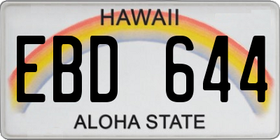 HI license plate EBD644