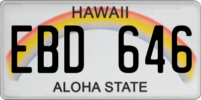 HI license plate EBD646