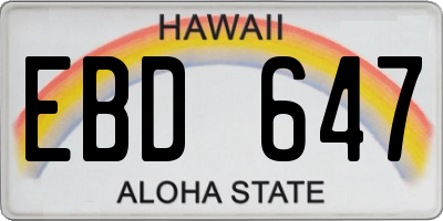 HI license plate EBD647