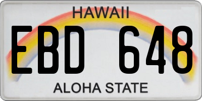 HI license plate EBD648