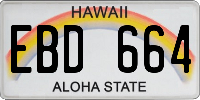 HI license plate EBD664