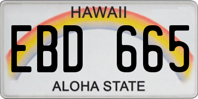 HI license plate EBD665