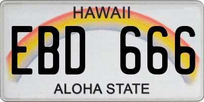 HI license plate EBD666