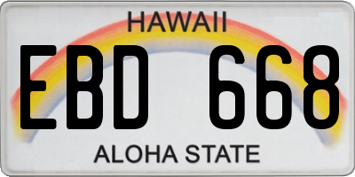 HI license plate EBD668