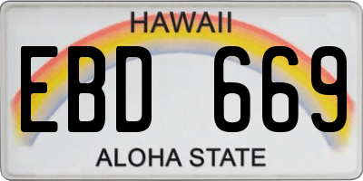 HI license plate EBD669