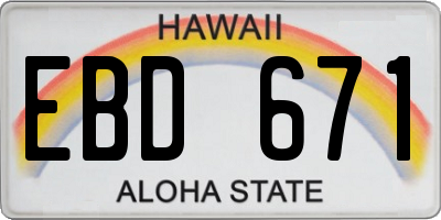 HI license plate EBD671