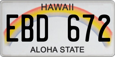 HI license plate EBD672
