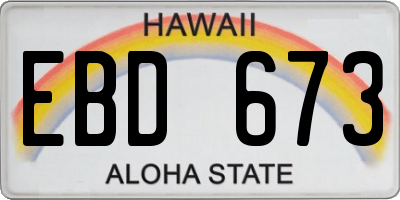 HI license plate EBD673