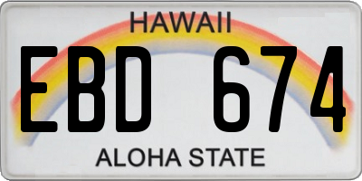 HI license plate EBD674