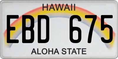 HI license plate EBD675