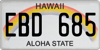 HI license plate EBD685