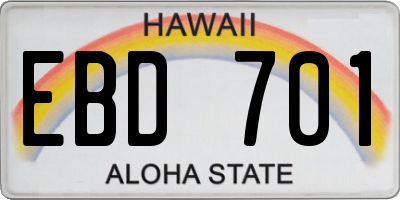 HI license plate EBD701