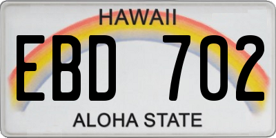 HI license plate EBD702