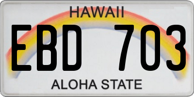 HI license plate EBD703