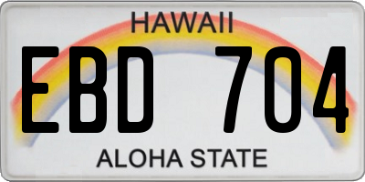 HI license plate EBD704