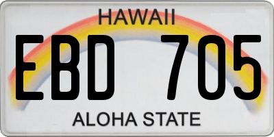 HI license plate EBD705