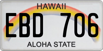 HI license plate EBD706