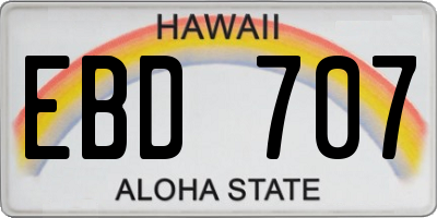 HI license plate EBD707