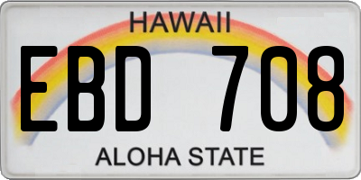 HI license plate EBD708