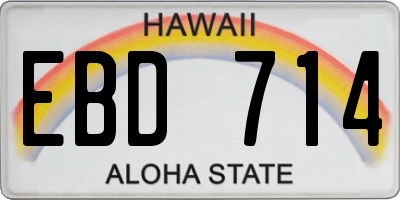 HI license plate EBD714