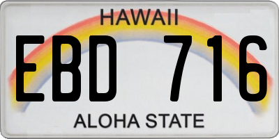 HI license plate EBD716