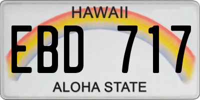 HI license plate EBD717