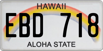 HI license plate EBD718