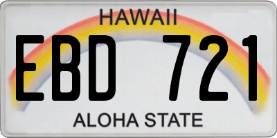 HI license plate EBD721