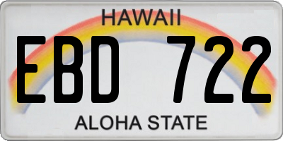 HI license plate EBD722