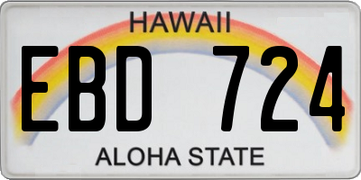 HI license plate EBD724