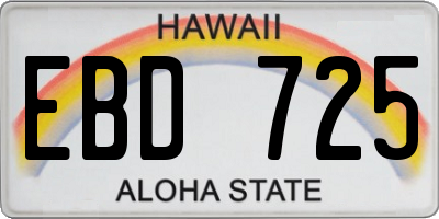 HI license plate EBD725