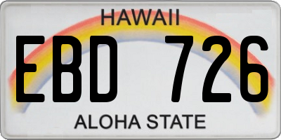 HI license plate EBD726