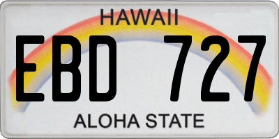 HI license plate EBD727