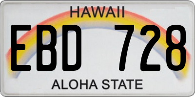 HI license plate EBD728