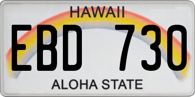 HI license plate EBD730