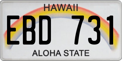 HI license plate EBD731